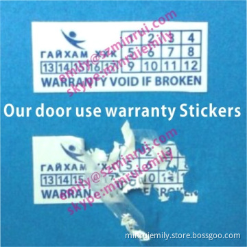 Custom Outdoor Use Warranty Stickers With Date And Logo,custom Eggshell Warranty Labels,laminated Destructible Labels 